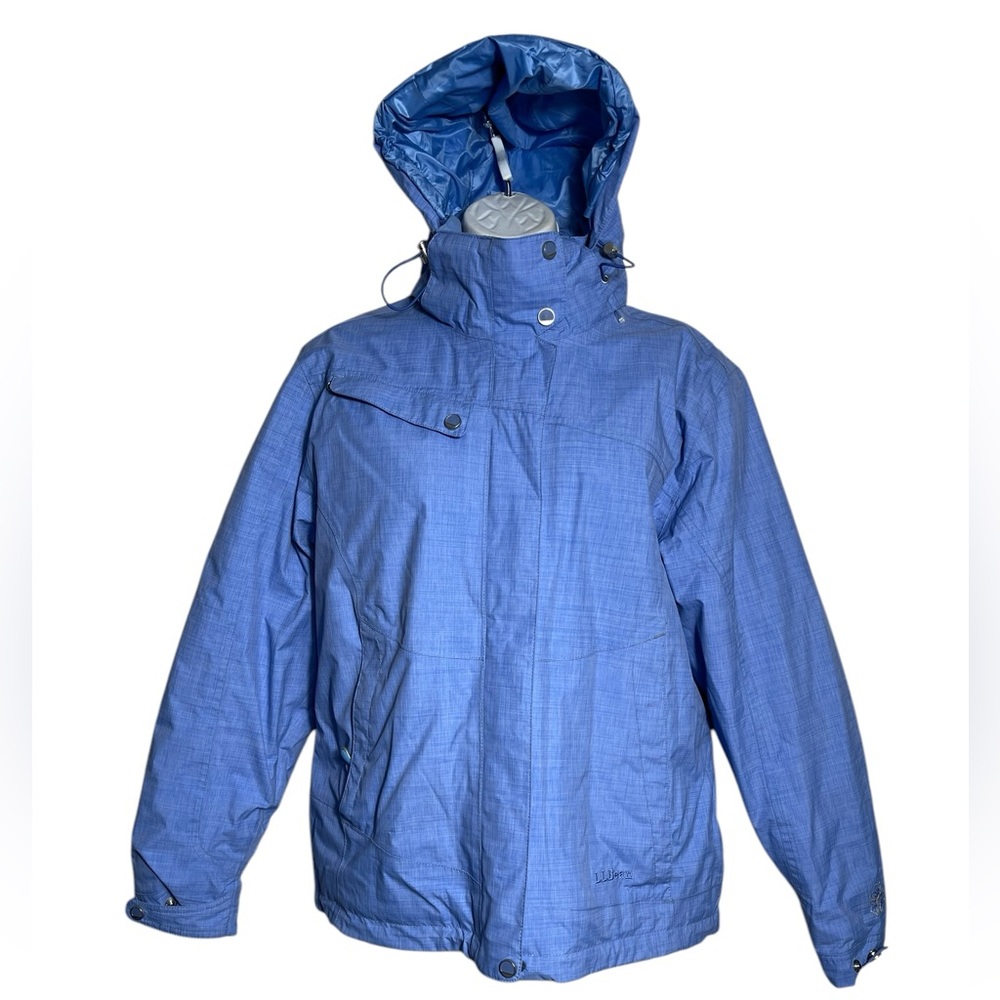 LL Bean Coat Womens size medium Seal Blue Prima Lined waterproof coat 🩵